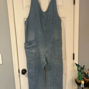 Free People Light Blue Denim Overalls